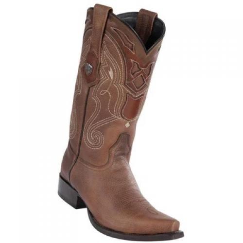 Wild West Brown Genuine Leather Snip Toe Cowboy Boots 2942707