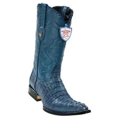 Wild West Blue Jean Genuine Caiman Tail 3x Toe Cowboy Boots 2950114