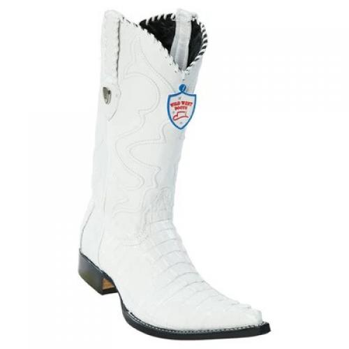 Wild West Red White Genuine Caiman Tail 3x Toe Cowboy Boots 2950128