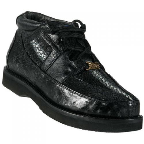 Wild West Black Genuine Stingray With Ostrich Casual Shoes 2ZA051105