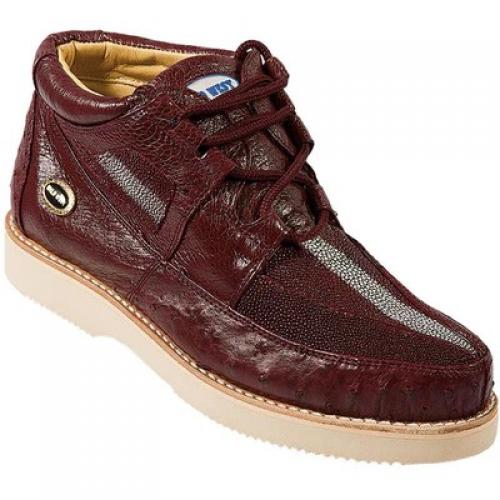 Wild West Burgundy Genuine Stingray With Ostrich Casual Shoes 2ZA056006