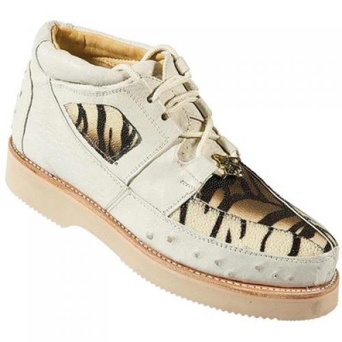 Wild West Bone with Tiger design Genuine Stingray With Ostrich Casual Shoes 2ZA055573