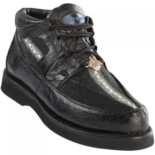 Wild West Black Genuine Stingray With Ostrich Casual Shoes 2ZA053605