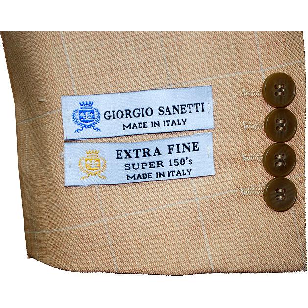 Giorgio Sanetti Dark Peach With Cream Windowpane Super 150's 100% Wool ...