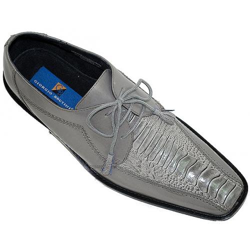 Giorgio Brutini Silver Grey Ostrich Print Shoes # 172608