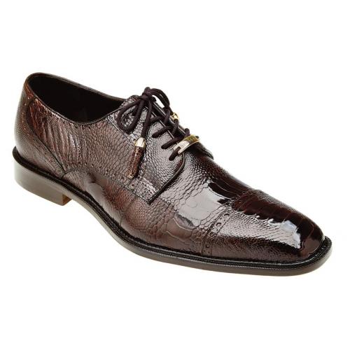 Belvedere "Batta" Brown All-Over Genuine Ostrich Lace-Up Shoes 14006.