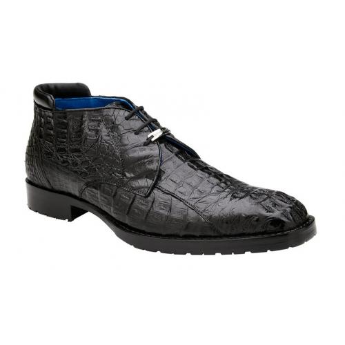 Belvedere "Marcello" Black Genuine Hornback Caiman Ankle Boots R19.