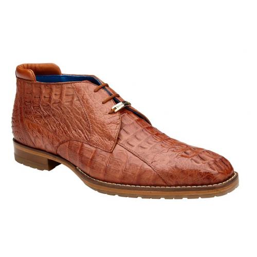 Belvedere "Marcello" Cognac Genuine Hornback Caiman Ankle Boots R19.