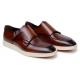 Belvedere "Marcio" Cognac Genuine Nappa Leather Hybrid Double Buckle Shoes.