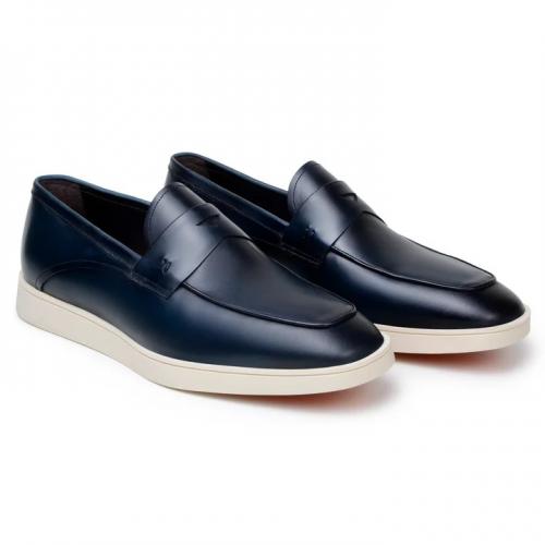 Belvedere "Maurizio" Navy Genuine Nappa Leather Hybrid Penny Loafer.