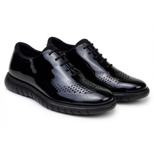 Belvedere "MAXIM" Black Genuine Rich Patent Leather Polished Formal Sneaker.