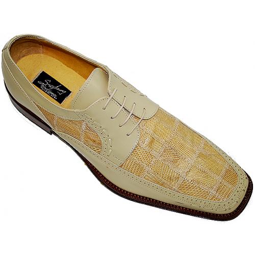 Steve Harvey Collection "Erie" Bone Genuine Lizard Shoes
