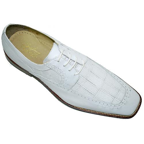 Steve Harvey Collection "Erie" White Genuine Lizard Shoes