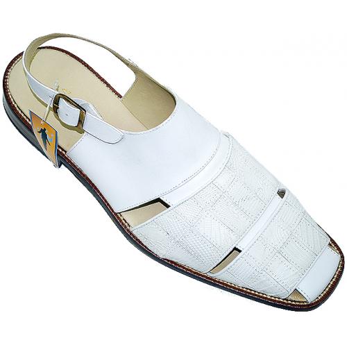 Steve Harvey Collection "Roma" White Genuine Lizard Sandals