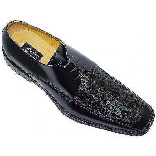Steve Harvey Collection "Sinclair" Brown Crocodile Shoes