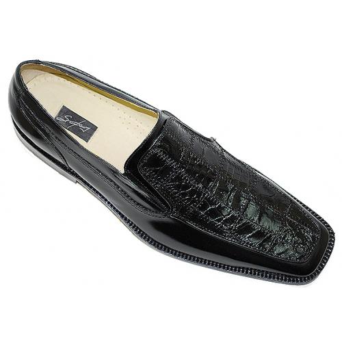 Steve Harvey Collection "Sven" Black Genuine Crocodile Shoes