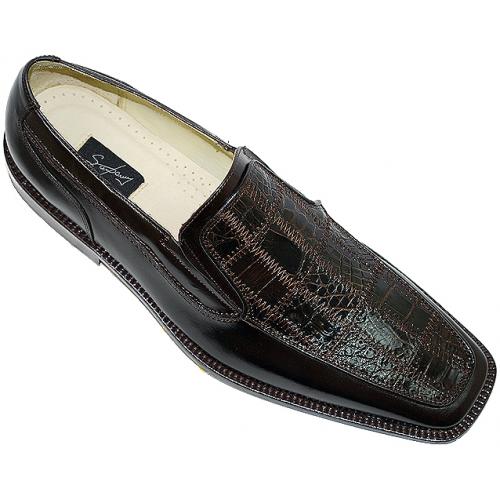 Steve Harvey Collection "Sven" Brown Genuine Crocodile Shoes