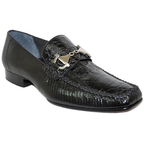 Romano "Gucci" Black Genuine Crocodile/Lizard Shoes