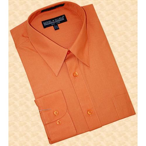 Daniel Ellissa Solid Rust Cotton Blend Dress Shirt With Convertible Cuffs DS3001