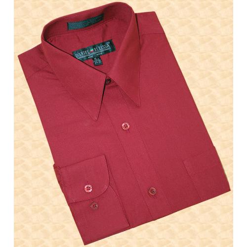 Daniel Ellissa Solid Wine / Burgundy Cotton Blend Dress Shirt With Convertible Cuffs DS3001