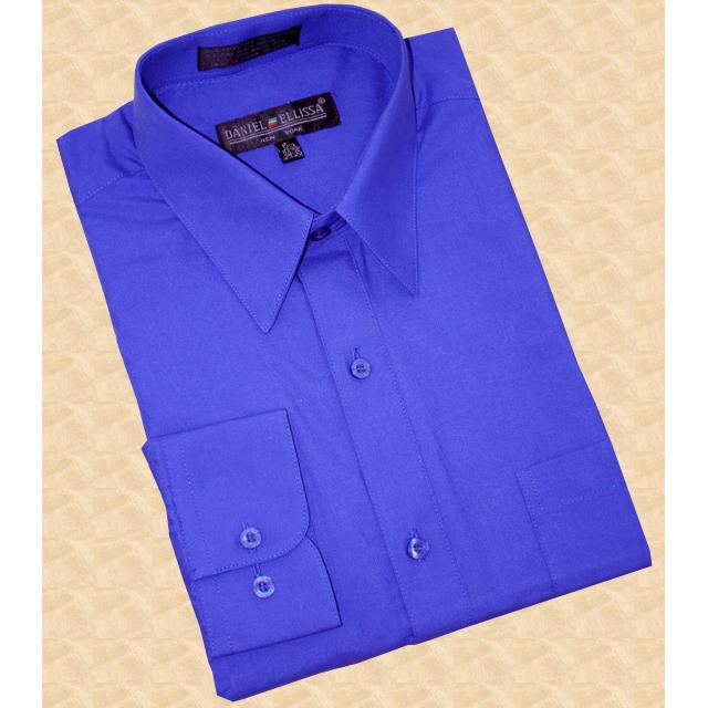 Daniel Ellissa Solid Royal Blue Cotton Blend Dress Shirt With ...