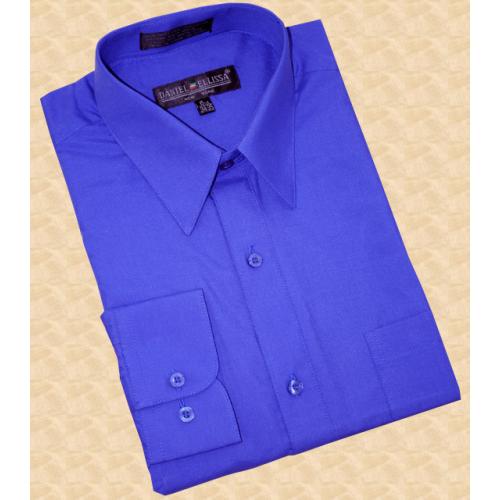 Daniel Ellissa Solid Royal Blue Cotton Blend Dress Shirt With Convertible Cuffs DS3001