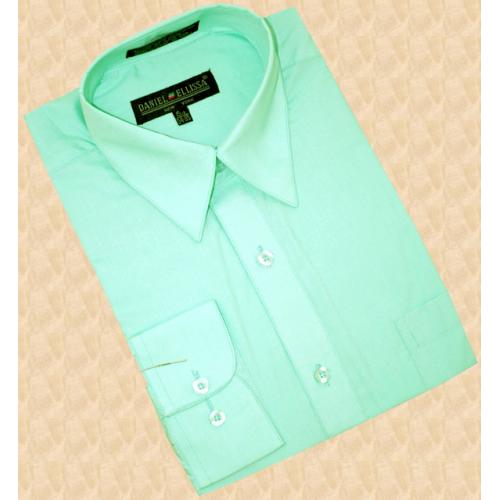 Daniel Ellissa Solid Mint Green Cotton Blend Dress Shirt With Convertible Cuffs DS3001