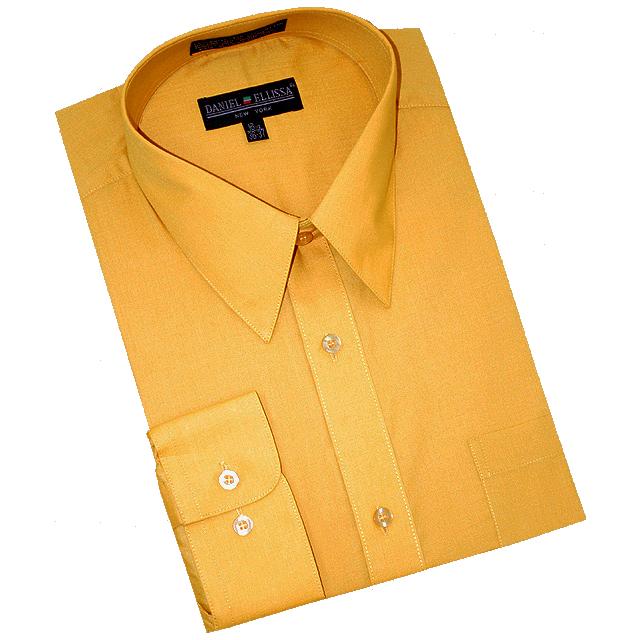 Daniel Ellissa Solid Mustard Gold Cotton Blend Dress Shirt With ...