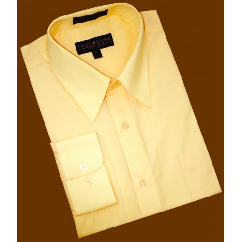Daniel Ellissa Solid Canary Yellow Cotton Blend Dress Shirt With Convertible Cuffs DS3001