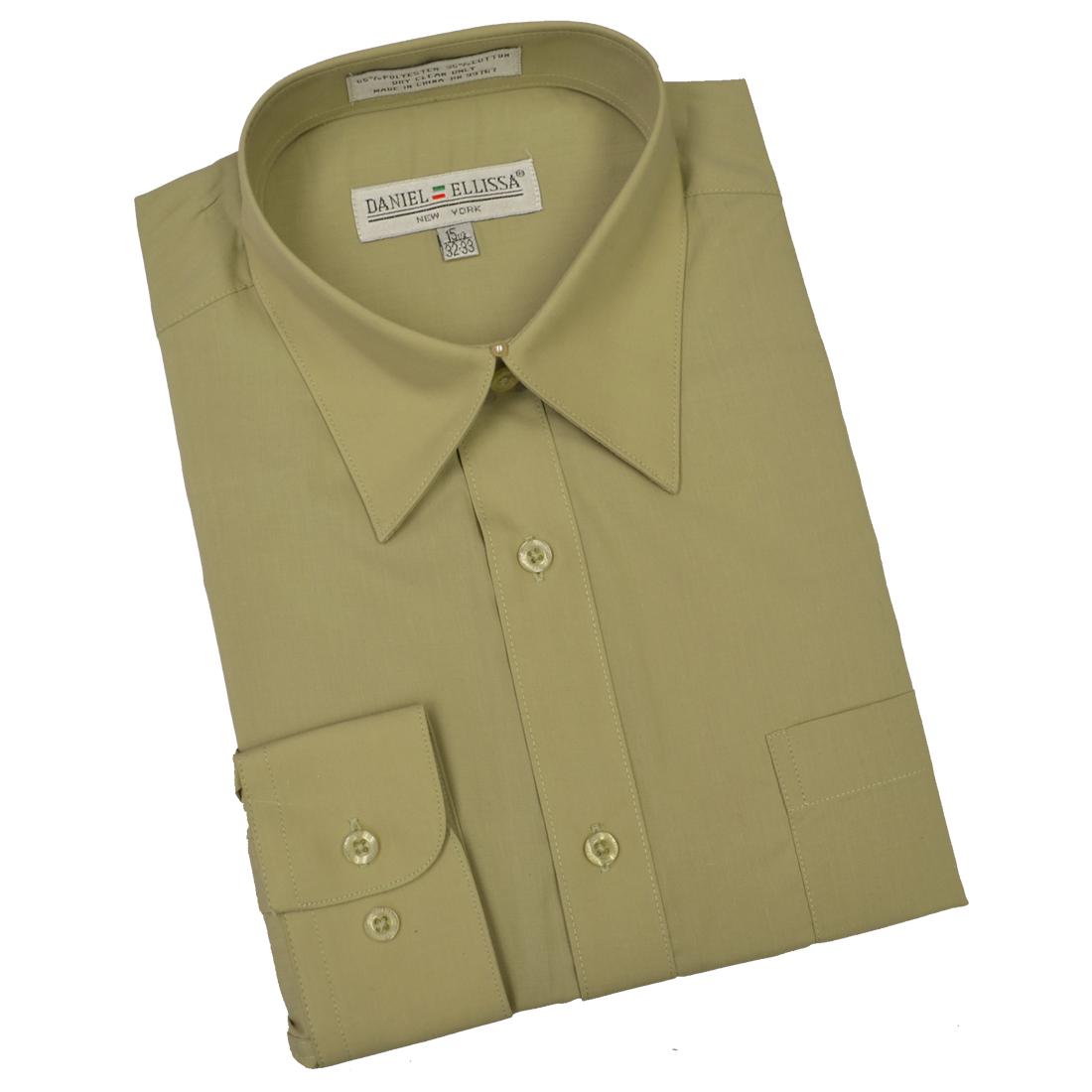 Daniel Ellissa Solid Olive Cotton Blend Dress Shirt With Convertible ...