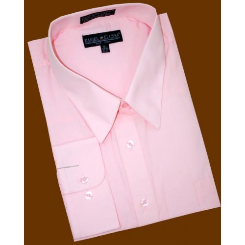 Daniel Ellissa Solid Pink Cotton Blend Dress Shirt With Convertible Cuffs DS3001