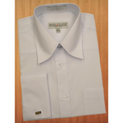 Daniel Ellissa Solid White Cotton Blend Dress Shirt With French Cuffs DS3008