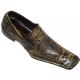 Fiesso Brown/Tan Marblized Leather Shoes With Perforations On Top - FI6065
