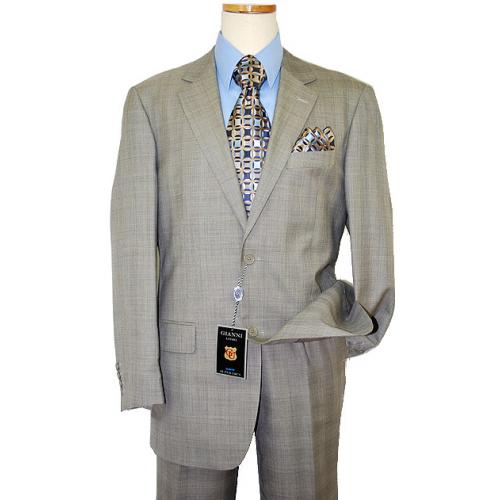 Gianni Uomo Taupe Plaid Super 140's Wool Suit