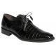 Mezlan "Anderson" Black All-Over Genuine Crocodile Oxford Shoes With Crocodile Wrapped Tassels 13584-F