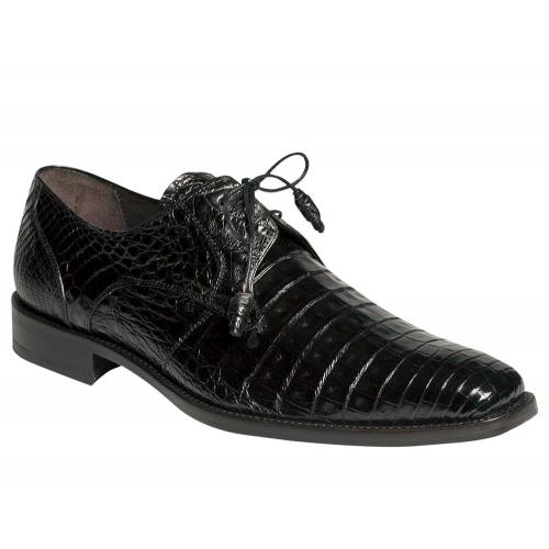 Mezlan "Anderson" Black All-Over Genuine Crocodile Oxford Shoes With Crocodile Wrapped Tassels 13584-F
