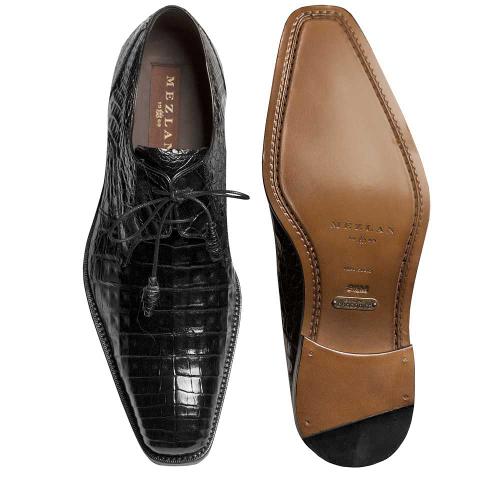 Mezlan Anderson Black All-Over Genuine Crocodile Oxford Shoes With ...