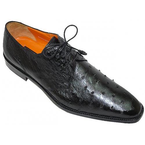 Mezlan Platinum Collection "Valens" 3173S Black All-Over Genuine Ostrich Shoes