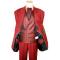 Stacy Adams Burgandy With Peach Stitching Super 150's  Vested Poly Suit
