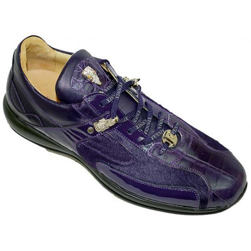Fennix Italy 3050 Purple Genuine Alligator/Pony Hair Casual Sneakers