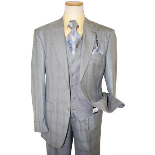 Steve Harvey Classic Collection Grey/Camel/Saphire Blue Super 120's ...