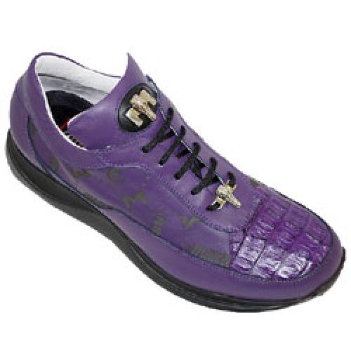 Mauri 8900 Grape Crocodile Nappa Leather Sneaker | EMbossed