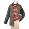 Prestige Olive Green/Rust Embroidered Swirly Design Genuine Leather(Suede) Coat
