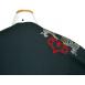 Manzini Black With Beige/Red Emroidered Emblem Design Button Down High Collar Long Sleeves 100% Cotton Shirt With French Cuffs MZ-88