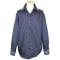 Manzini Navy Blue With Sky Blue Embroidered Design Button Down High-Collar Long Sleeves 100% Cotton Shirt With French Cuffs  MZ-87
