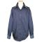 Manzini Navy Blue With Sky Blue Embroidered Design Button Down High-Collar Long Sleeves 100% Cotton Shirt With French Cuffs  MZ-87
