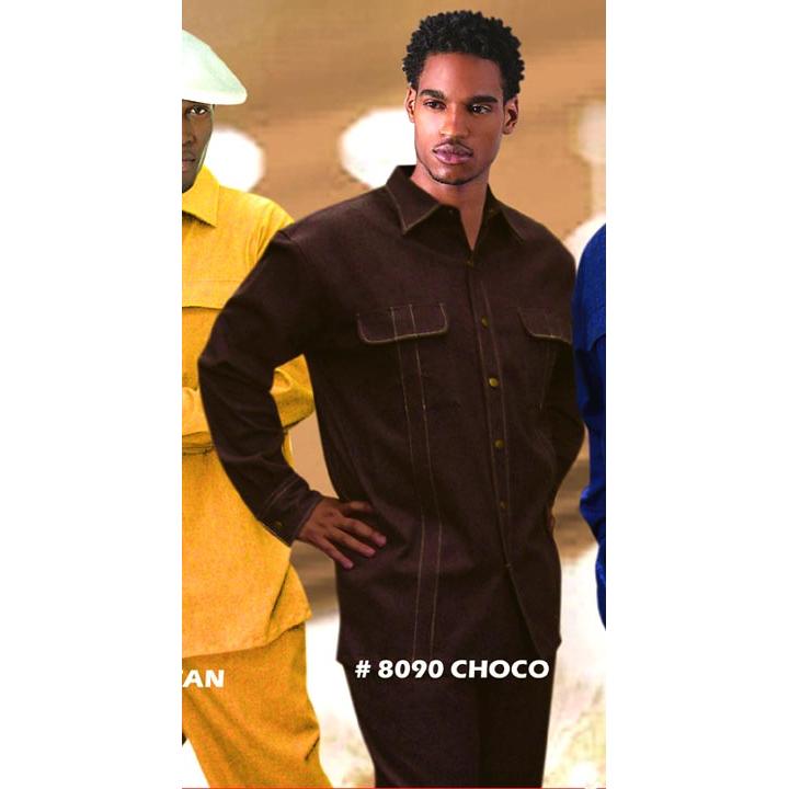 Micheal Irvin Chocolate With Metal Buttons/White Stiching 2 PC Denim Outfit  8090 - $0.00 :: Upscale Menswear 