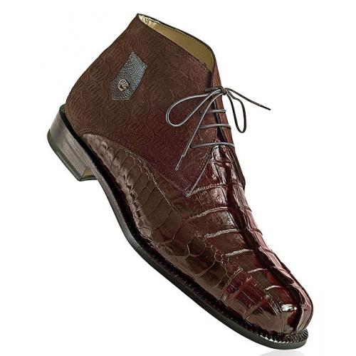Mauri "Chicago" 2831 Sport Rust Genuine Hornback Crocodile Tail / Ostrich / Mauri Embossed Suede Boots