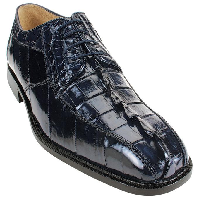 Belvedere Navy Blue Hornback Crocodile Men's Shoes