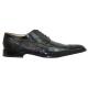 Belvedere "Antico" Black Genuine Crocodile Flank/Ostrich Leg Shoes